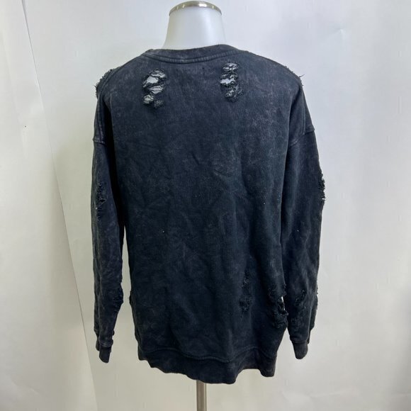 Joe's Jeans Bibiana Pullover XS Black Sweatshirt Distressed Destroyed Holes Used - Picture 10 of 13